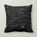 Black and White Mathematics Formulas and Graphics Throw Pillow<br><div class="desc">Great mathematics throw pillow in black colour. The math formulas and equations are in white over the black background. Great for birthday's,  teachers and math nerds. Illustrated and designed by Patricia Alvarez.</div>