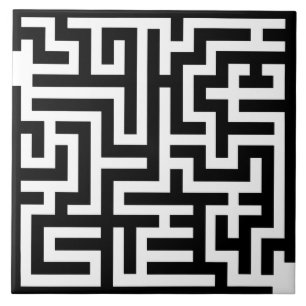 Black and White Maze Tile