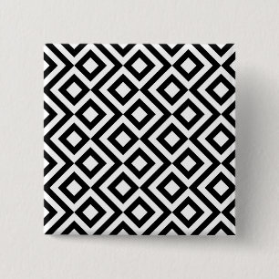 Black and White Meander 2 Inch Square Button