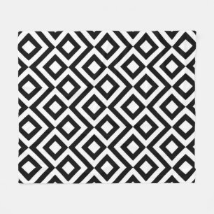 Black and White Meander Fleece Blanket