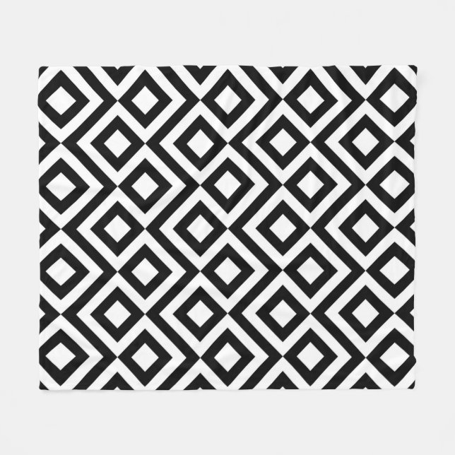 Black and White Meander Fleece Blanket (Front (Horizontal))