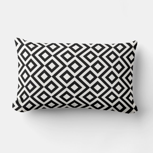 Black and White Meander Lumbar Pillow (Front)