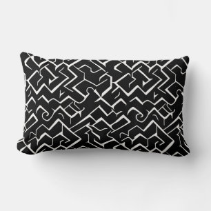 Black and White Meander Pattern Modern Gothic Lumbar Pillow
