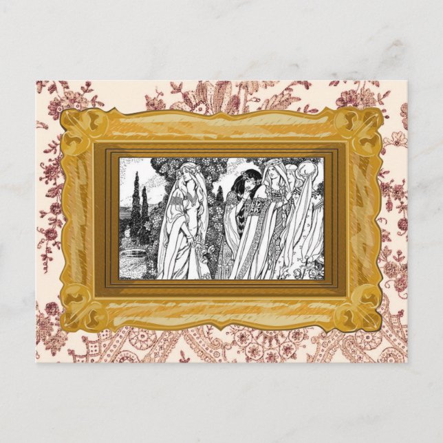Black And White Medieval Fashions Postcard (Front)