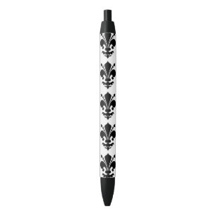 Black and white medieval Fleur de lis pattern Ink Pen