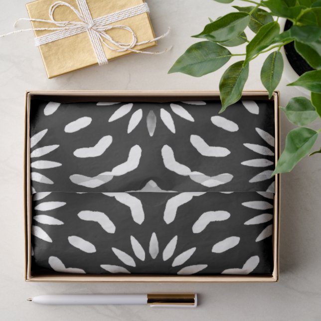 Black and White Mediterranean Tile Tissue Paper (Gift)