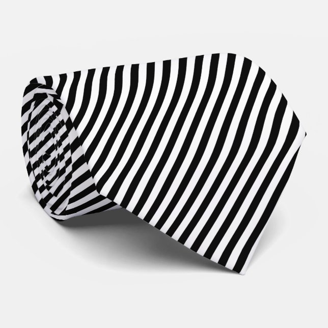Black and White Medium Size Diagonal Stripes Tie (Rolled)