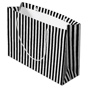 Black and White Medium Size Vertical Stripes Large Gift Bag