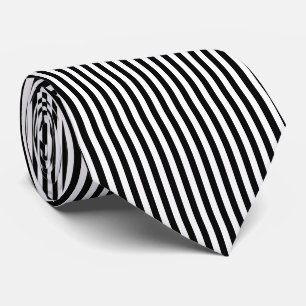 Black and White Medium Size Vertical Stripes Tie