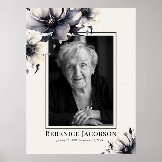 Black And White Memorial Celebration Of Life Poster (Front)