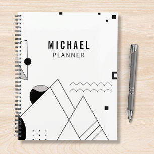 Black and White Memphis Personalized Name Planner