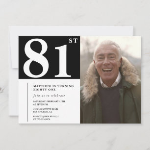 Black and White Men 81st birthday Invitation