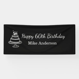 Black and White Mens Birthday Party Banner