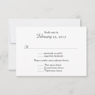 Black and White Menu List Wedding Reply Card
