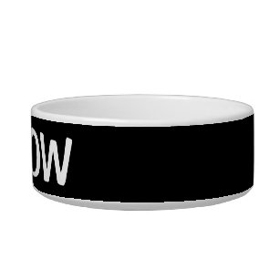Black and white meow Cat bowl with custom pet name