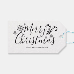 Black and White Merry Christmas Gift Tags