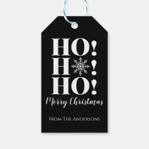 Black and White Merry Christmas Gift Tags