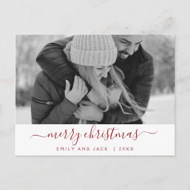 Black and White Merry Christmas Holiday Photo Card (Front)