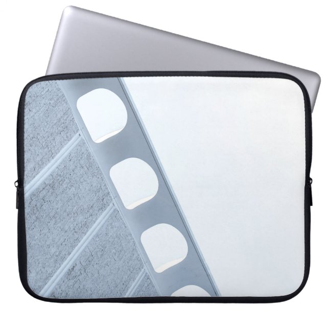 Black and white metal frame laptop sleeve (Front)