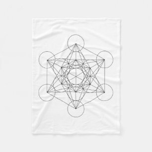 Black and White Metatron's Cube Fleece Blanket
