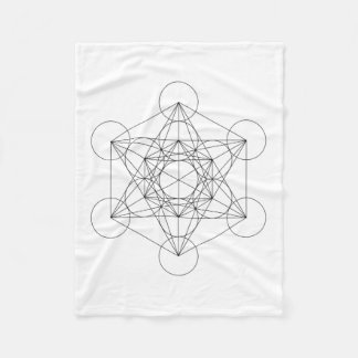 Black and White Metatron's Cube Fleece Blanket
