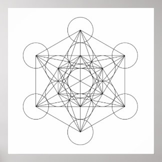 Black and White Metatron's Cube Poster