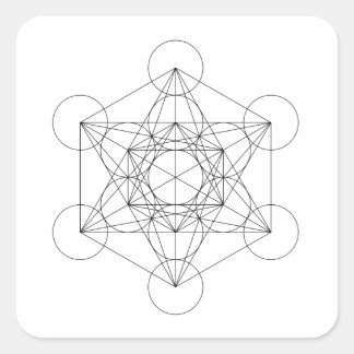 Black and White Metatron's Cube Square Sticker