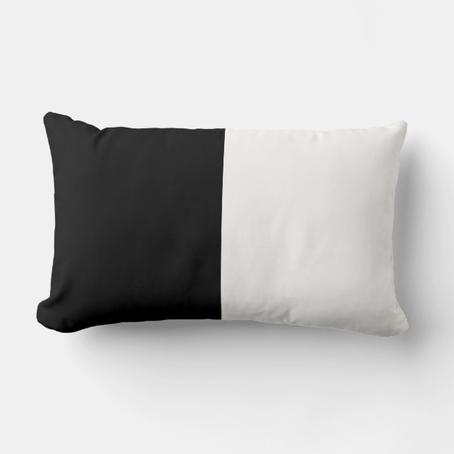 Black And White Middle Half And Half Lumbar Pillow (Front)