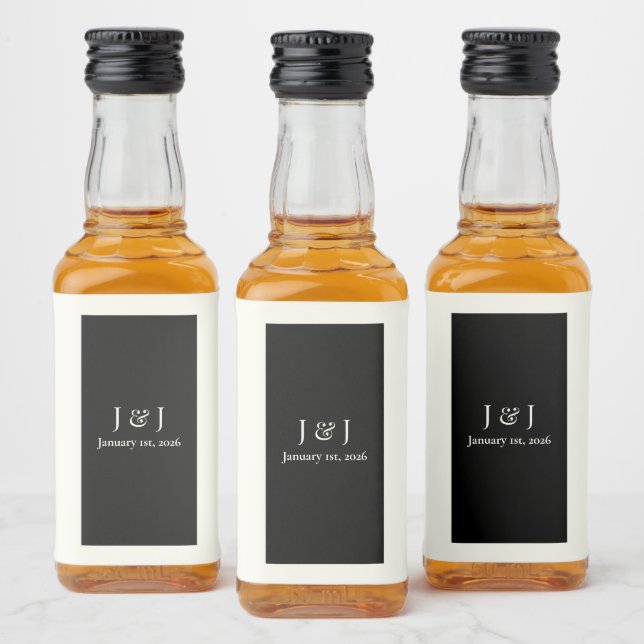 Black and White Mini Liquor Bottle Labels (Bottles)