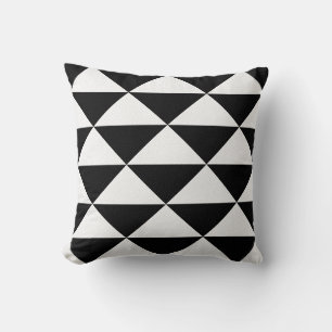 Black and White Mini Tiled Triangle Geometric Throw Pillow