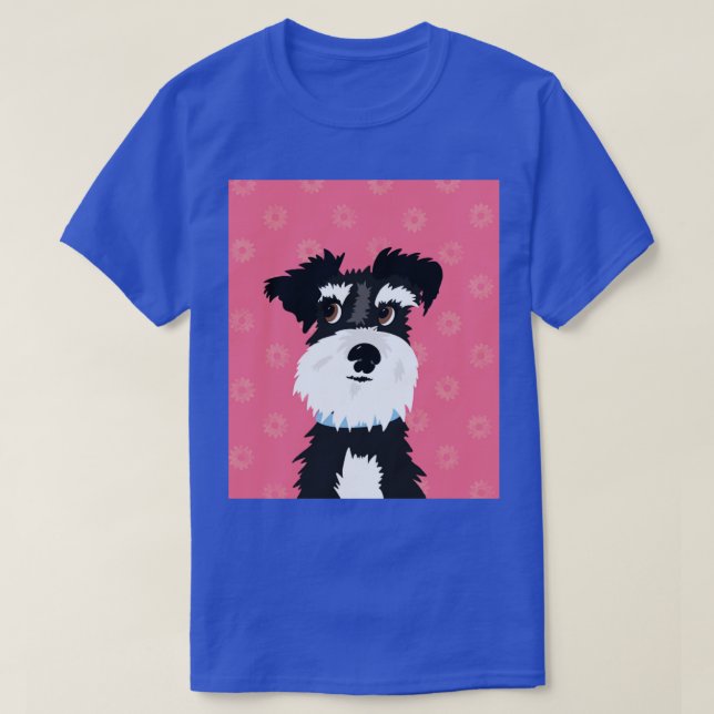 Black and White Miniature Schnauzer Dog with Pink  T-Shirt (Design Front)