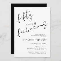 Black and White Minimal 50 and Fabulous Birthday