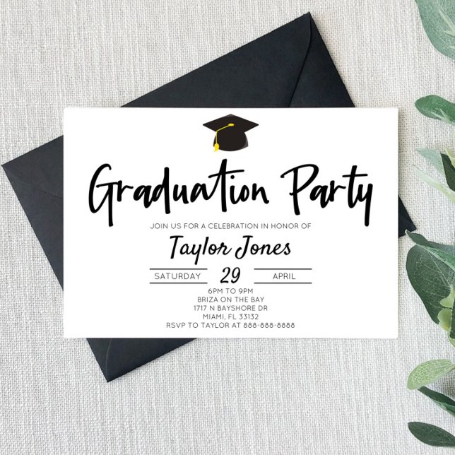 Black and White Minimal Graduation Party Invitation (Creator Uploaded)