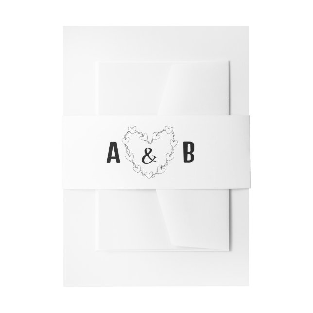 Black and white minimal script wedding invitation  belly band (Front Example)
