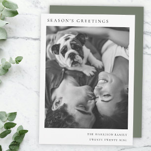 Black and White Minimal Simple Christmas Photo Holiday Card