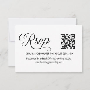Black and White Minimal Wedding QR Code RSVP Card