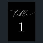 Black and White Minimalist 1 Table Number<br><div class="desc">Beautiful,  elegant,  modern and minimalist,  table number card. Fully customizable. **PLEASE NOTE: To order,  simply adjust your table number and add each number to your cart separately. Then check out once you are finished.</div>