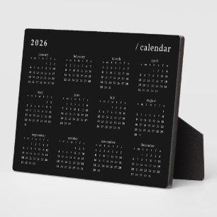 Black and White Minimalist 2026 Calendar Plaque