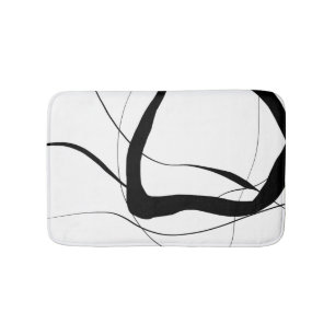 Black and White Minimalist Abstract Art Bath Mat