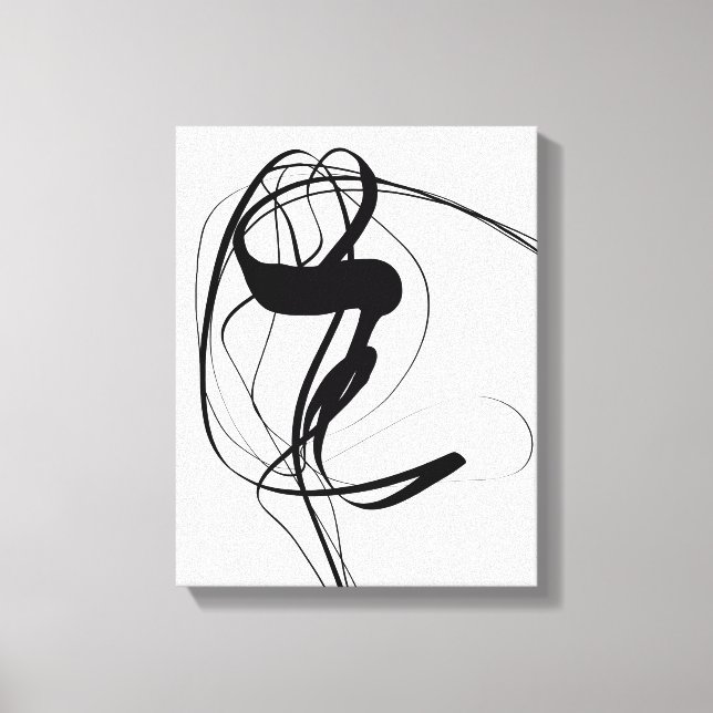 Black and White minimalist Abstract Art Canvas Print (Front)
