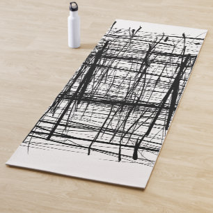 Black and White Minimalist Abstract Art Yoga Mat