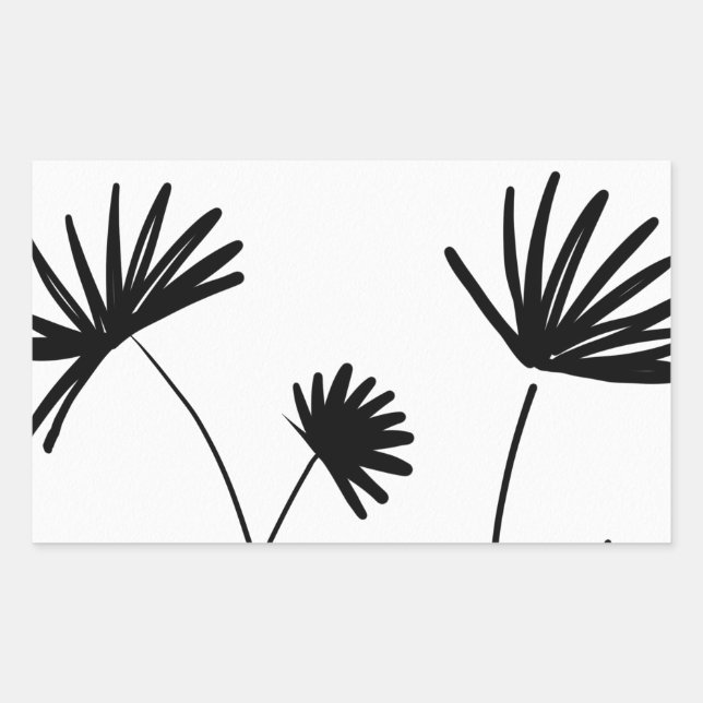 black and white minimalist abstract flowers sticker (Front)