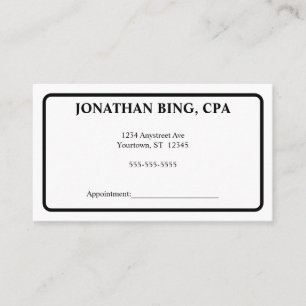 Black and White Minimalist Accountant Finance  Business Card