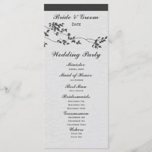 Black and White Minimalist Birds Wedding Program