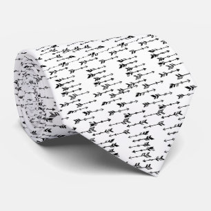 Black and white minimalist boho arrow pattern tie