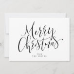 Black and white minimalist calligraphy Christmas Holiday Card<br><div class="desc">Minimalist Christmas card features handwritten calligraphy in black and white,   simple,  modern and elegant. Great Christmas cards for family and company.</div>