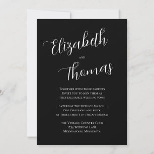 Black and White Minimalist Calligraphy Script Invitation