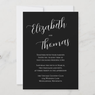 Black and White Minimalist Calligraphy Script Invitation