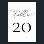 Black and White Minimalist Calligraphy Table Numbe Table Number<br><div class="desc">Beautiful,  elegant,  modern and minimalist,  table number card. Fully customizable. **PLEASE NOTE: To order,  simply adjust your table number and add each number to your cart separately. Then check out once you are finished.</div>