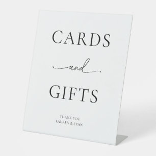 Black and White Minimalist Cards and Gifts Pedestal Sign